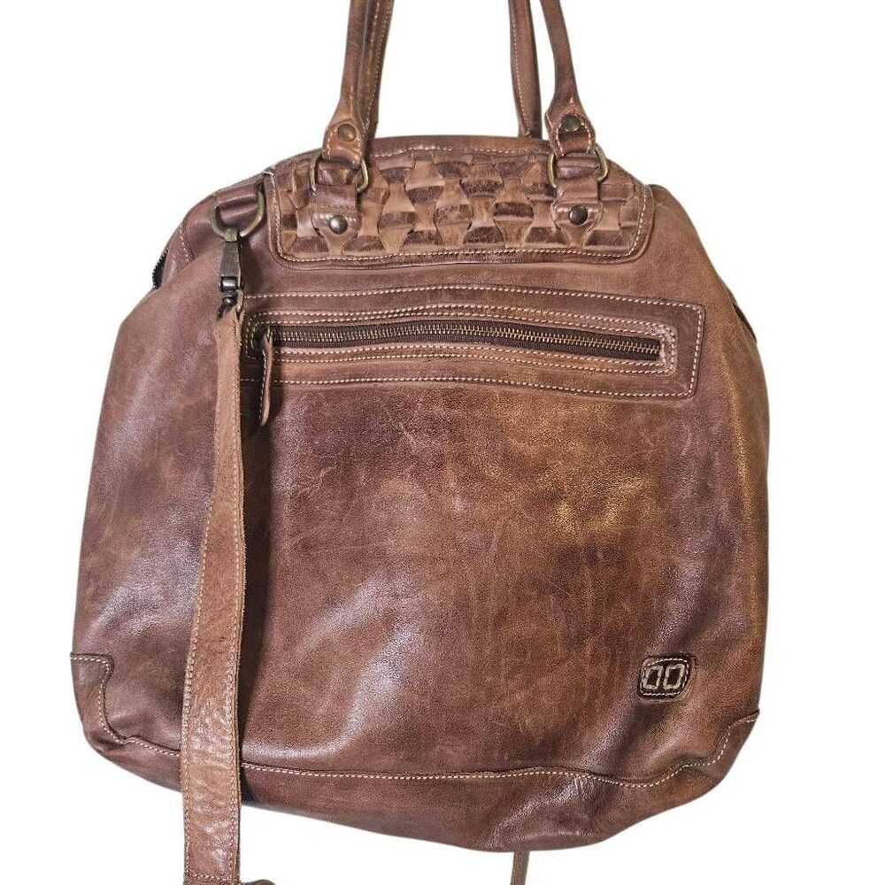 Bed Stu Suri tote, rustic brown leather. Western, boho, festival.